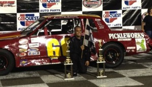 Jeremy Lavoie celebrates a victory in 2012 at Stafford Speedway (Photo: Nicholas Teto)