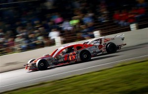 Ryan Preece (16) and Doug Coby (52) battle in the closing laps of the Whelen Modified Tour Mr. Rooter 161 June 22, 2013 at the Waterford Speedbowl (Photo: Alex Trautwig/Getty Images for NASCAR)