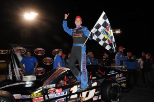 Ryan Preece celebrates a 2012 Whelen Modified Tour victory at Monadnock Speedway  (Photo: Fran Lawlor/NASCAR) 
