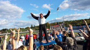 Dave Secore celebrates a DARE Stock division championship in 2013 at Stafford Motor Speedway (Photo: Secore Motorsports)