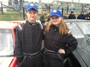 Ryan Fearn (left) and Alexandra Fearn at Stafford Speedway's NAPA Pit Party Sunday 