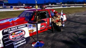 Shawn Monahan celebrates his Limited Sportsman division victory Saturday at Thompson Speedway (Photo: Thompson Speedway)