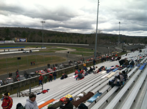 Teams start to fill up the track for the NAPA Pit Party Sunday morning at Stafford Motor Speedway