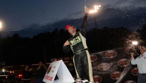 Justin Bonsignore celebrates victory Saturday at Monadnock Speedway (Photo: Darren McCollester/Getty Images for NASCAR)