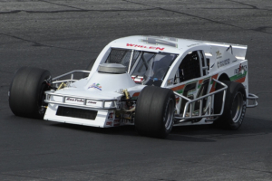 The Ron Yuhas Jr. piloted KLM Motorsports car in Whelen Modified Tour action (Photo: Corey Sipkin for NASCAR)