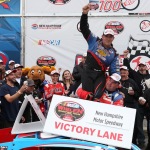 Woody Pitkat celebrates victory in the Whelen Modified Tour F.W. Webb 100 Saturday at New Hampshire Motor Speedway (Photo: Getty Images)