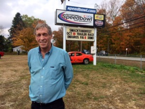 Glastonbury businessman Bruce Bemer moments after he was the high bidder during a foreclosure auction of the Waterford Speedbowl on Oct. 18