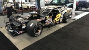 Doug Coby's Whelen Modified Tour Mike Smeriglio Racing ride on display in the Thompson Speedway booth at the New England International Auto Show (Photo courtesy Thompson Speedway)