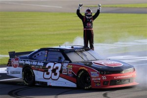 Austin Dillon celebrates Saturday at Las Vegas Motor Speedway (Photo: Chris Trotman/Getty Images for NASCAR)