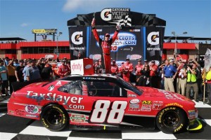 Kevin Harvick celebrates victory in Xfinity Series action Saturday at Auto Club Speedway (Photo: Jerry Markland/Getty Images for NASCAR)