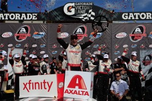 Joey Logano celebrates his Xfinity Series victory Saturday at Phoenix International Raceway (Photo: Chris Trotman/Getty Images for NASCAR)