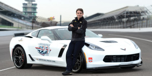 NASCAR legend Jeff Gordon with Corvette pace car he will drive at the start of this year's Indianapolis 500 (Photo: Courtesy of Indianapolis Motor Speedway)