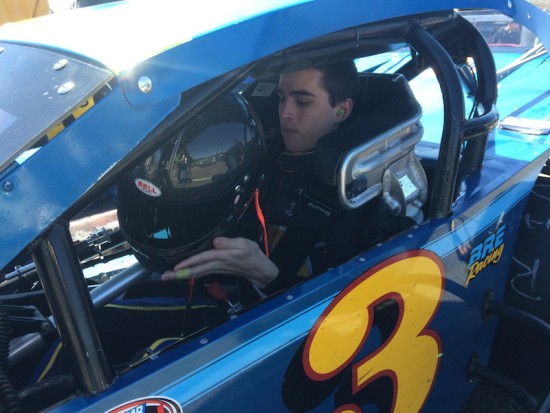 Whelen Modified Tour rookie Troy Talman gets ready for Spring Sizzler 200 practice. 