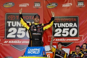 Matt Crafton celebrates after winning the Camping World Truck Series Toyota Tundra 250 at Kansas Speedway Friday (Photo: Todd Warshaw/Getty Images for NASCAR)