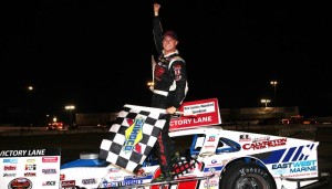 Ryan Preece celebrates victory last year the New London-Waterford Speedbowl with his Ed Partridge owned Whelen Modified Tour team (Photo: Getty Images for NASCAR)