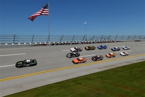Boris Said (54) leads a pack of cars during practice for the XFinity Series Winn Dixie 300 at Talladega Superspeedway Friday (Photo: Maddie Meyer/Getty Images for NASCAR)