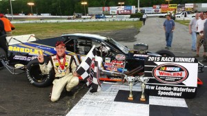 Ted Christopher celebrates victory in the SK Modified division at New London-Waterford Speedbowl Saturday (Photo: Getty Images for NASCAR)