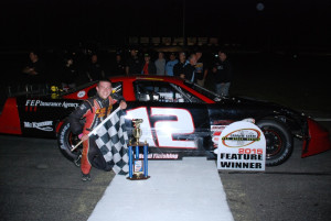 Derek Griffith celebrates a  Granite State Pro Stock Series race at Star Speedway in Epping, N.H. earlier this year (Photo: Granite State Pro Stock Series/Remember When Photography)