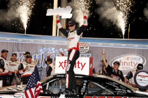 Brad Keselowski celebrates in Victory Lane after winning the XFINITY Series Kentucky 300 at Kentucky Speedway (Photo: Sean Gardner/Getty Images for NASCAR) 