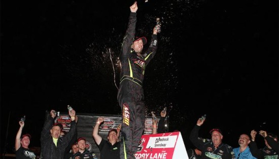 Doug Coby celebrates victory at Monadnock Speedway Saturday night (Photo: Getty Images for NASCAR)