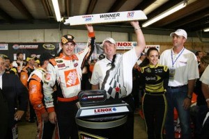 Fuel strategy paid off for Joey Logano, who became the youngest winner in NASCAR Sprint Cup Series history in the rain-shortened 2009 LENOX Industrial Tools 301 (Photo: Courtesy New Hampshire Motor Speedway)