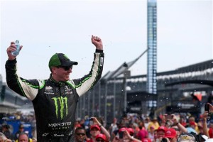 Kyle Busch celebrates victory in the Lilly Diabetes 250 at Indianapolis Motor Speedway Saturday (Photo: Sarah Crabill/Getty Images for NASCAR)