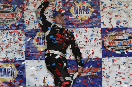 Ryan Preece celebrates victory in the NAPA SK 5K Friday at Stafford Motor Speedway (Photo: Stafford Speedway/Driscol MotorSports Photography)
