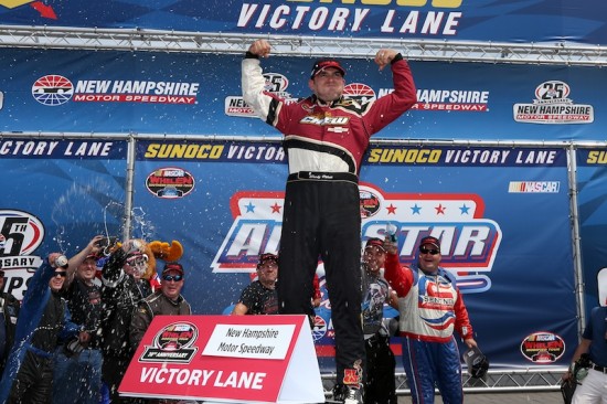 Woody Pitkat celebrates victory in the Whelen Modified Tour Whelen All-Star Shootout Friday at New Hampshire Motor Speedway (Photo: Getty Images for NASCAR)