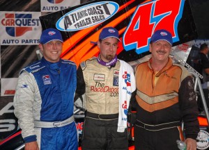 Cole Carter (left) with Randy Cabral (center) and Jim Miller at Stafford Motor Speedway in 2010 (Photo: Courtesy Northeastern Midget Association) 