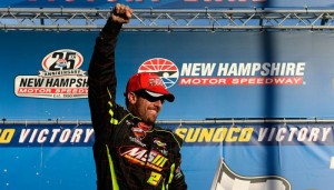 Doug Coby celebrates victory in the Whelen Modified Tour F.W. Webb 100 at New Hampshire Motor Speedway in September (Photo: Getty Images for NASCAR)