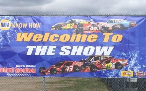 Stafford's "Welcome To The Show" Banner will be up for auction during NAPA Fall Final Weekend at the track (Photo: Courtesy Stafford Speedway)