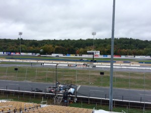 Crews work to dry the track Saturday morning at Stafford Motor Speedway 