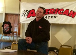 Gary Knight, who is behind forming the new Modified Touring Series, addresses attendees at an informational meeting Saturday 
