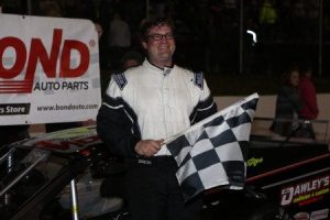 Chris Pasteryak celebrates Saturday at Monadnock Speedway (Photo: Jim DuPont) 
