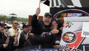 Austin Cindric (right) and crew chief Chris Carrier celebrate victory at Virginia International Raceway Saturday (Photo: Bob Leverone