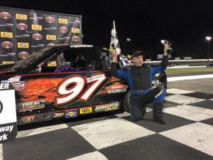 Dave Trudeau celebrates his third win of 2016 Wednesday at Thompson Speedway (Photo: Thompson Speedway) 