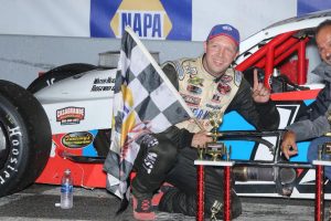 Glen Reen celebrates his first SK Modified victory Friday at Stafford Motor Speedway (Photo: Stafford Motor Speedway/Driscoll MotorSports Photography) 