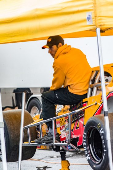 Waiting out the rain for the Whelen Modified Tour at New Hampshire Motor Speedway (Photo: Brenda Meserve) 