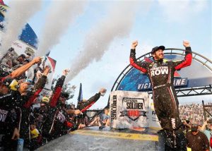 Martin Truex celebrates after winning the Sprint Cup Series Citizen Solider 400 at Dover International Speedway Sunday (Photo: Matt Sullivan/Getty Images for NASCAR) 