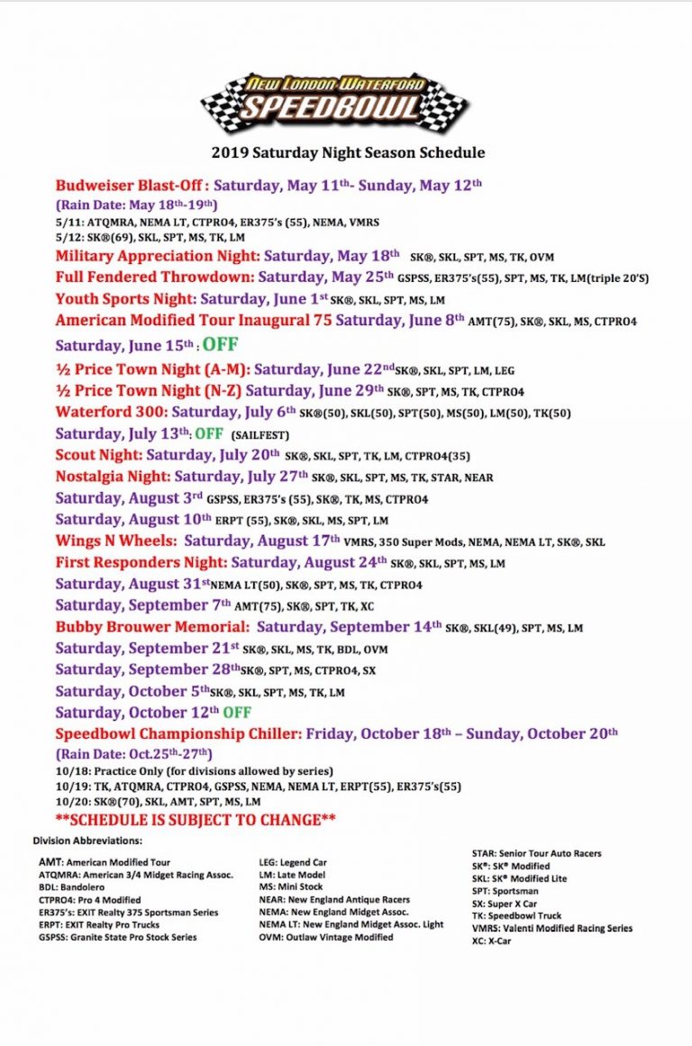 New LondonWaterford Speedbowl Releases 2019 Schedule