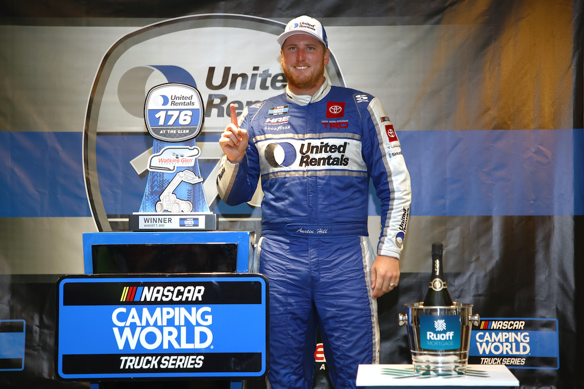 Austin Hill Wins RainShortened NASCAR Camping World Truck Series Event