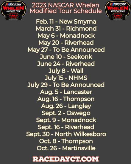whelen modified tour 2023 schedule