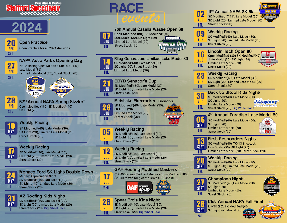 Stafford Speedway Releases 2024 Racing Schedule