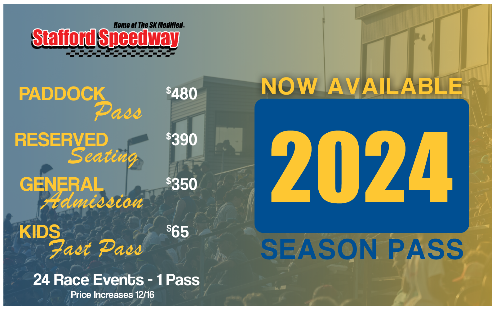 Big Savings On Stafford Speedway 2024 Season Tickets Through December ...